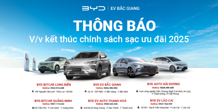 Thông báo kết thúc chính sách ưu đãi sạc 2025 